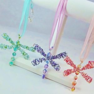 Dragonfly Sterling Silver Wire Necklace, Handmade